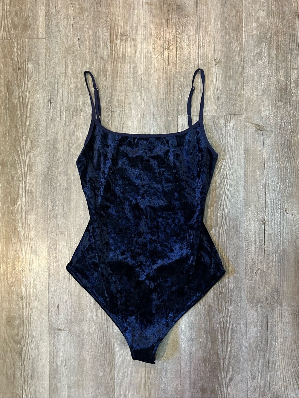 Free People Navy Blue Bodysuit One Piece Stretch Snap Closure Strap Accent SZ S
